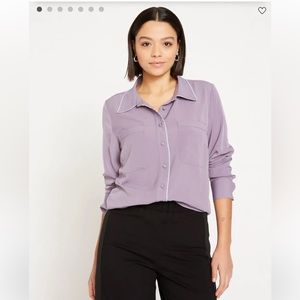 Universal Standard Better-than-Silk Pajama Blouse, Lavender, XS, EUC